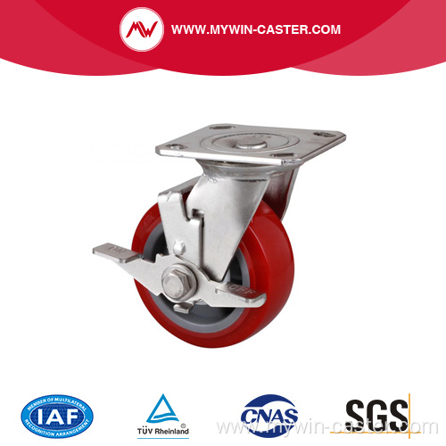 Stainless 5 Inch Plate Brake TPU Caster